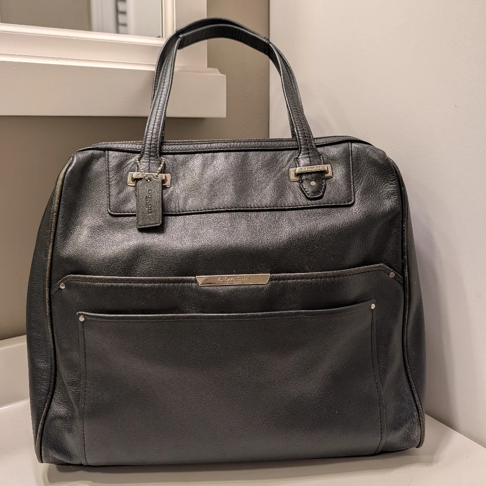 🖤EUC Coach Taylor Bette Genuine Smooth Leather Shoulder Satchel Bag, Black, LG - Picture 5 of 16